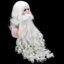 Ensemble perruque et fausses moustaches 60 cm Perruque 40 cm Perruque synthétique blanche avec longue barbe Costume Saint Nicolas Ange Carnaval 3