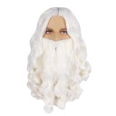 Ensemble perruque et fausses moustaches Perruque synthétique blanche longue avec barbe Costume accessoire Saint Nicolas Ange Accessoire de théâtre Carnaval 1