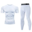 Ensemble pour homme : leggings et t-shirt à manches courtes, col rond, polyester 2