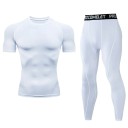 Ensemble pour homme : leggings et t-shirt à manches courtes, col rond, polyester 2