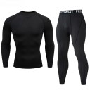 Ensemble pour hommes : leggings et t-shirt à manches longues, col rond, polyester 3