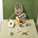 Ensemble pour petits naturalistes 9 pièces Boîte en bois pour insectes avec sangle Filet télescopique Loupe Boussole et Cartes d'identification 5