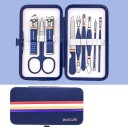 Ensemble professionnel de manucure et pédicure en acier inoxydable Ensemble d'outils pour le soin du visage, des pieds et des ongles des mains et des pieds dans un étui en cuir Pince, lime à ongles, cuillère à oreilles, ciseaux, pince à épiler 9 pièces 2