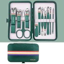 Ensemble professionnel de manucure et pédicure en acier inoxydable Ensemble d'outils pour le soin du visage, des pieds et des ongles des mains et des pieds dans un étui en cuir Pince, lime à ongles, cuillère auriculaire, ciseaux, pince à épiler 11 pièces 3