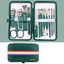 Ensemble professionnel de manucure et pédicure en acier inoxydable Ensemble d'outils pour le soin du visage, des pieds et des ongles des mains et des pieds dans un étui en cuir Pince, lime à ongles, cuillère auriculaire, ciseaux, pince à épiler 13 pcs 3