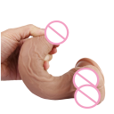 Ensemble strap-on avec dildo en silicone réaliste taille M avec testicules et ventouse dans un harnais en cuir design confortable ajustable emballage discret 4