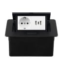 Ενσωματωμένη ανακλινόμενη πρίζα 1× EU + 2× USB A + 1× USB C 153 × 117 mm αλουμινένιο κάλυμμα 250 V με αργή αναδίπλωση σε επιφάνεια εργασίας 4