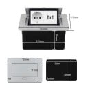 Ενσωματωμένη ανακλινόμενη πρίζα 1× EU + 2× USB A + 1× USB C 153 × 117 mm αλουμινένιο κάλυμμα 250 V με αργή αναδίπλωση σε επιφάνεια εργασίας 8