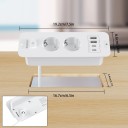 Ενσωματωμένη πρίζα γραφείου ΕΕ 2x AC με 2x USB-A + 2x USB-C PD20W Γρήγορη φόρτιση 2μ καλώδιο 16A 100–240V Ενσωματωμένη πρίζα τροφοδοσίας με αντάπτορες 8