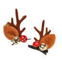 Épingles à cheveux de Noël avec des bois de renne, des oreilles, une éponge rouge et une cloche dorée Accessoire original pour une coiffure de Noël 2