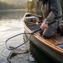 Epuisette de pêche à la mouche pliable 80 cm Cadre 41,5 x 30,5 cm Maille en caoutchouc souple Poignée en aluminium Noire Légère Pour la pêche 2