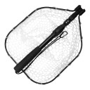 Épuisette télescopique pour la pêche à la mouche 100 cm Tête pliable 41,5 x 30,5 cm Filet en caoutchouc en monofilament Poignée en aluminium Noire 5