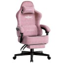 Ergonomická herná stolička s opierkou nôh, vysoké operadlo 131 cm, látkový poťah, otáčacie kancelárske kreslo pre prácu na PC 2