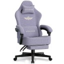 Ergonomická herní židle s opěrkou nohou, vysoké opěradlo 131 cm, látkový potah, otáčecí kancelářské křeslo pro práci u PC 1