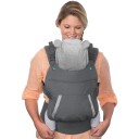Ergonomické detské nosítko s odnímateľnou kapucňou a polstrovanými ramennými popruhmi s výškou 60 cm a pásom 60 až 130 cm v šedej farbe 3