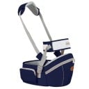Ergonomické dětské nosítko se sedátkem 21 x 13,5 cm s pásem o délce 118 cm zipovou kapsou a polstrovaným popruhem v tmavě modré barvě 1