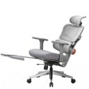Ergonomiczna krzesło biurowe z siatką z podpórką lędźwiową i podnóżkiem, poduszka na głowę, piankowe siedzisko i oddychająca siatka do biura 1