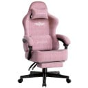 Ergonomiczne krzesło gamingowe z podnóżkiem, wysokie oparcie 131 cm, materiałowy pokrowiec, obrotowe biurowe krzesło do pracy 2