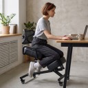 Ergonomische knielstoel met rugleuning Hoogte verstelbaar 10 cm bekleding Metalen frame Wielen met rem Zwart Voor volwassenen en kinderen 4