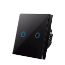 Érintőképernyős fali dupla kapcsoló 220V 8,6 x 8,6 x 3,5 cm Modern üvegpanel háttérvilágítású érzékelős vezérlő sötétben világít 1