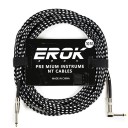 EROK Kabl audio do gitary 10 m 6,35 mm męski–męski Kabel przeciwzakłóceniowy z plecionką do gitary elektrycznej, basowej, instrumentów klawiszowych i efektów pedałowych 4