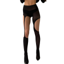 Erotické punčocháče dámské s falešnými podvazky a síťovaným vzorem, velikost S-L, polyester a nylon, černé, na párty, klub i lingerie outfit 4