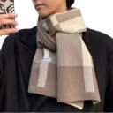 Eșarfă masculină în carouri 180 cm Accesoriu cald și moale pentru iarnă Eșarfă elegantă pentru bărbați din poliester și acril 8