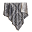 Eșarfă pentru femei 130 x 130 cm Eșarfă pătrată din poliester cu margini franjurate Motiv elegant și delicat Accesoriu de modă călduros pentru toamnă și iarnă 10