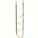 Escalera de cuerda de embarque para barcos 4 peldaños capacidad 200 kg longitud 128 cm nylon con ganchos de acero inoxidable Negro-amarillo para yates botes y kayaks 1