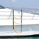 Escalera de cuerda de embarque para barcos 4 peldaños capacidad 200 kg longitud 128 cm nylon con ganchos de acero inoxidable Negro-amarillo para yates botes y kayaks 2