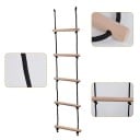 Escalera de cuerdas para niños 160 x 30 cm Madera de haya y poliéster Escalera de cuerda para escalar para uso interior y exterior con mosquetones 2