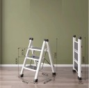 Escalera plegable de tres peldaños de acero al carbono 47,5 x 38 x 77 cm Taburete de escalera doméstico estable capacidad de 150 kg 3
