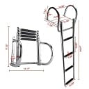 Escalera telescópica de acero inoxidable para barco de 4 peldaños plegable con dos asas longitud 115 cm acero inoxidable Plata para embarcar desde el agua al barco 2
