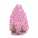 Escarpins de mariage pour femmes avec fleurs et perles J1172 2