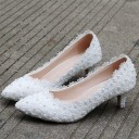 Escarpins de mariage pour femmes avec fleurs et perles J1172 3