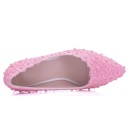 Escarpins de mariage pour femmes avec fleurs et perles J1172 5