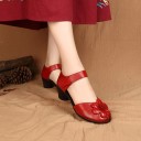 Escarpins en cuir pour femmes avec fleur 4