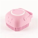 Escova de banho massageadora em forma quadrada com sorriso para cães e gatos 8x8.5x5.5cm Escova de desembaraçar com reservatório para champô Escova de limpeza para pelagem Cabo ergonómico 4
