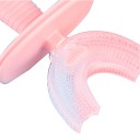 Escova de dentes infantil em forma de U 360° com capa Escova de dentes macia para crianças com motivo de ursinho Escova de dentes manual de silicone para crianças dos 6 aos 12 anos 12 x 6 cm 3