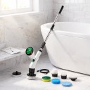 Escova de limpeza rotativa eléctrica Grande ecrã LED Sem fios Vara telescópica 7 cabeçotes 2 velocidades Carregamento USB-C À prova de água Branca 2