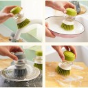 Escova de loiça com dispensador 10 x 9,5 x 5 cm Escova Palma Dispensador de detergente Suporte de escorrimento Escova de limpeza de cozinha 2