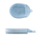Escova de silicone para louça e legumes com cerdas densas Formato plano e flexível para a palma da mão Olhal para pendurar 15,1 x 10,4 x 8