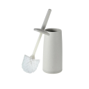 Escova de WC com suporte, cabo longo 26 cm, suporte 11,3 × 37 × 9,5 cm, conjunto de plástico para limpeza de casa de banho 3