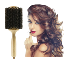 Escova redonda profissional para cabelo com cerdas de javali Cabo de madeira 22,5×8×11,1 cm Escova de styling para penteados lisos, ondulados e cacheados 4