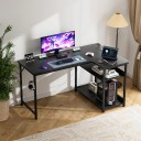 Escritorio de computadora en esquina 100 x 80 x 50 cm en forma de L con dos estantes abiertos escritorio de oficina con patas unidas por un travesaño 8