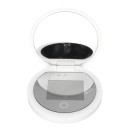 Espejo cosmético compacto con luz ultravioleta e iluminación LED, espejo plegable táctil con aumento de 2x, maquillaje de viaje y cuidado de la piel. 3