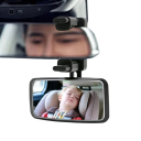 Espejo de coche para bebé 13x15 cm Monitor de bebé con clip para parabrisas giratorio 360° Espejo retrovisor de alta definición 6