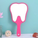 Espejo de mano colorido con forma de diente, espejo pequeño para revisión dental y maquillaje, espejo portátil con asa de alta definición 10