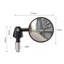 Espejos para manillar de motocicleta con cristal redondo gran angular, ángulo ajustable, 1 par para montaje izquierdo y derecho 2