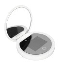 Espelho de maquilhagem compacto com luz UV e iluminação LED 2x aumento Espelho dobrável táctil para maquilhagem e cuidados de pele em viagem 1